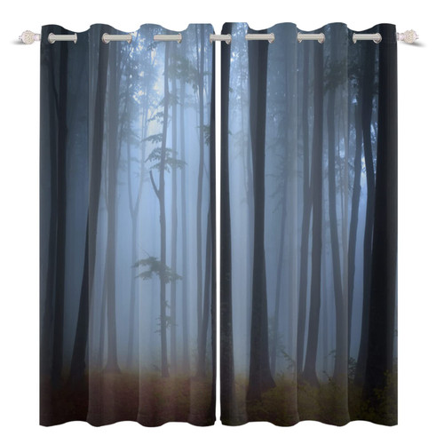 Woodland Blackout Curtains, Gray Foggy Forest Bedroom Curtains, Mysterious Nature Fairy Tale Misty Woods Thermal Insulated Window Drapes for Living Room, 63H x 42W Set of 2 Panels Woodland Blackout Curtains, Gray Foggy Forest Bedroom Curtains, Mysterious Nature Fairy Tale Misty Woods Thermal Insulated Window Drapes for Living Room, 63H x 42W Set of 2 Panels