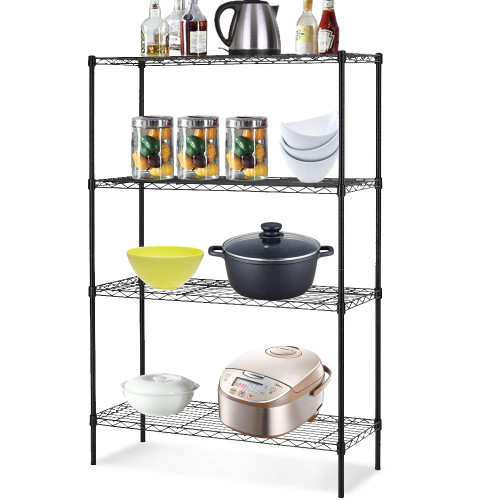 4-Shelf Adjustable Heavy Duty Metal Storage Shelving, 250 Capacity Per Shelf, 36" X 14" X 54" Wire Shelving Unit Racks for Garage Closet, Black
