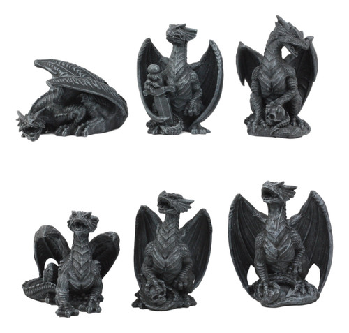 Ebros Six Faux Stone Gothic Mini Dragons Figurine Set Myths Legends and Fantasy Action Dragon Sculpture Collector Set Ebros Six Faux Stone Gothic Mini Dragons Figurine Set Myths Legends and Fantasy Action Dragon Sculpture Collector Set
