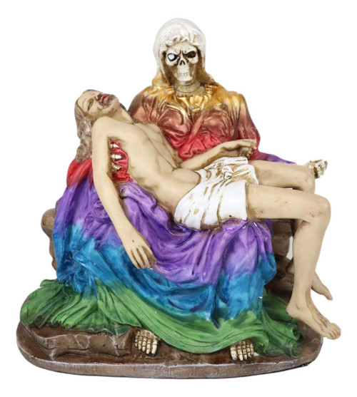 Ebros Day of The Dead Santa Muerte Piadosa in Rainbow Robe Statue La Pieta Sculpture The Compassion of The Most Holy Death Figurine Ebros Day of The Dead Santa Muerte Piadosa in Rainbow Robe Statue La Pieta Sculpture The Compassion of The Most Holy Death Figurine