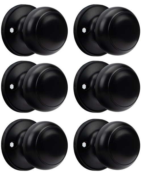 6 Pack Matte Black Dummy Door Knobs, Inactive Half Dummy Door Knob, No-Turning Door Dummy Knob, Black Dummy Knobs for Closet Doors