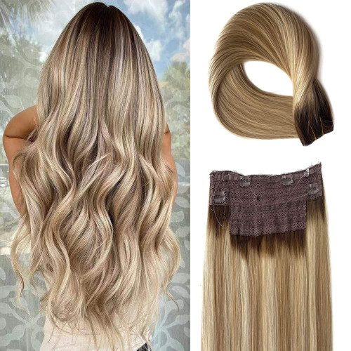 Wire Hair Extensions Real Human Hair, Wire Hair Extensions,Clip in Extensions Real Human Hair 16inch 80g Ombre Ash Brown to Dirty Blonde and Platinum Blonde Highlights Wire Hair Extensions Real Human Hair, Wire Hair Extensions,Clip in Extensions Real Human Hair 16inch 80g Ombre Ash Brown to Dirty Blonde and Platinum Blonde Highlights
