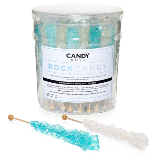 - Light Blue and White Rock Candy Sugar Sticks - 36 Indiv. Wrapped - Cotton Candy & Original Sugar Flavored
