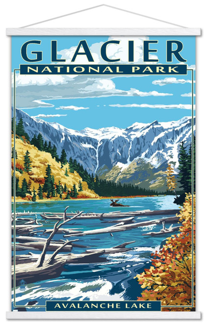 Lantern Press - Glacier National Park, Avalanche Lake Wall Poster, 22.37" x 34.00", Premium Print and White Hanger Bundle Lantern Press - Glacier National Park, Avalanche Lake Wall Poster, 22.37" x 34.00", Premium Print and White Hanger Bundle