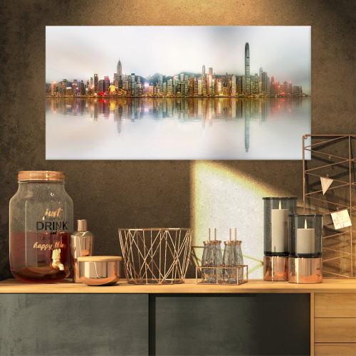 PT10073-32-16 Singapore Financial District Panorama-Cityscape Canvas print-32X16, 32x16