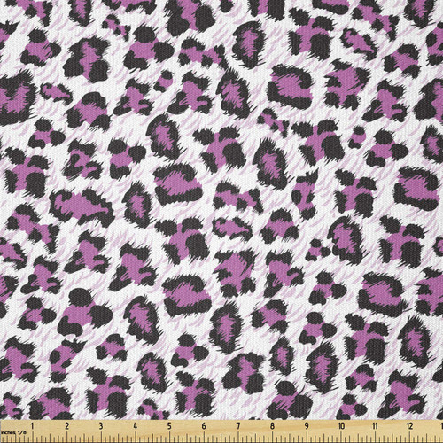 Leopard Print Fabric by The Yard, Pink and Black Colored Girlish Pattern Safari Savannah Wildlife Theme, Stretch Knit Fabric for Clothing Sewing and Arts Crafts, 3 Yards, Magenta Black