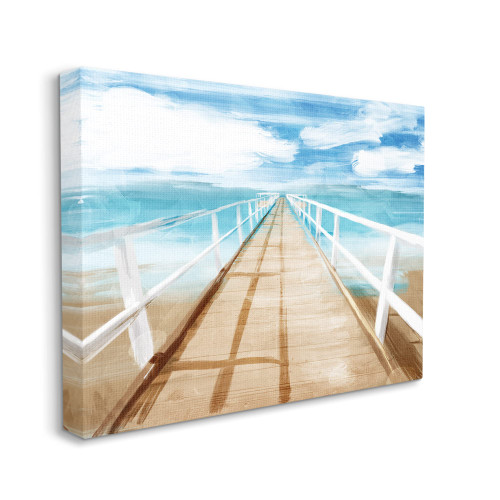 Docks Out to Ocean Horizon Contemporary Beach Scene, Designed by Milli Villa Canvas Wall Art, 24 x 30, Blue