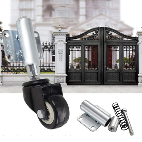 Swivel Casters 1.5" /40mm Spring-Loaded Gate Castors, Polyurethane Wheels, Load-Bearing 50kg, Adjustable Height/Brake/Black