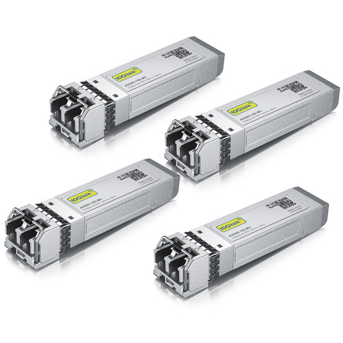 10GBase-SR SFP+ LC Transceiver, 10G 850nm Multimode SFP Module, up to 300 Meters, for Cisco SFP-10G-SR, Meraki MA-SFP-10GB-SR, Ubiquiti UniFi UF-MM-10G, Fortinet, Mikrotik and More, Pack of 4