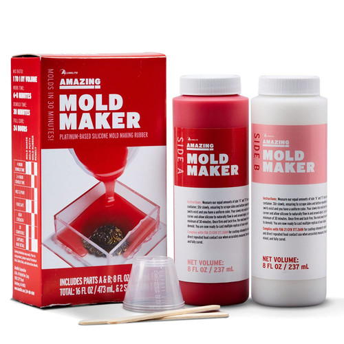 Amazing Mold Maker [8 fl oz A + 8 fl oz B (16 ounces) 2-Part Mix] Platinum Fast-Cure Silicone Molding Compound Casting DIY Epoxy, Resin, Concrete, Cosplay & Food | Flexible Liquid Rubber Kit