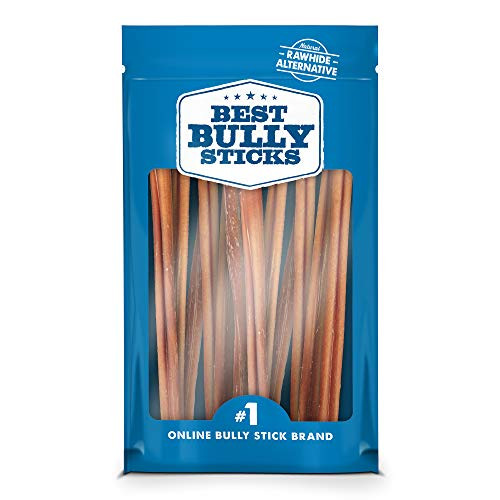 Best Bully Sticks Odor-Free Angus 12-inch Bully Sticks (12 Pack) - Made of All-Natural, Free-Range, Grass-Fed Angus Beef - Hand-Inspected and USDA/FDA-Approved