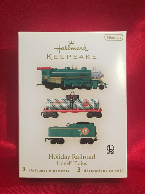MINIATURE - LIONEL HOLIDAY RAILROAD - SET OF 3 - HALLMARK ORNAMENT