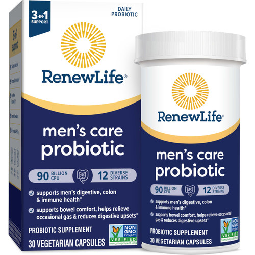 Men's Care Probiotic Capsules, Supports Mens Digestive, Colon, Immune and Respiratory Health, L. Rhamnosus GG, Dairy, Soy and gluten-free, 90 Billion CFU, 30 Count Men's Care Probiotic Capsules, Supports Mens Digestive, Colon, Immune and Respiratory Health, L. Rhamnosus GG, Dairy, Soy and gluten-free, 90 Billion CFU, 30 Count