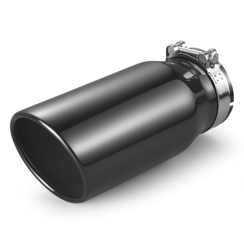 4 Inch Inlet Exhaust Tip,4" Inlet 5" Outlet 12" Overall Length,Chrome Black Exhaust Tip,Chrome-Plated Exhaust Tip,Stainless Steel,Angle Cut,Clamp On