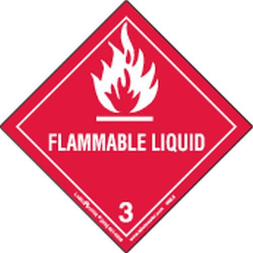 Labelmaster HML6S Flammable Liquid Worded Label, Paper, Hazmat, 4' x 4' (Pack of 50)