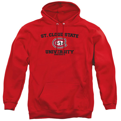 ST Cloud State University Official Circle Logo Unisex Adult Pull-Over Hoodie, ST Cloud State Huskies, Red, Medium