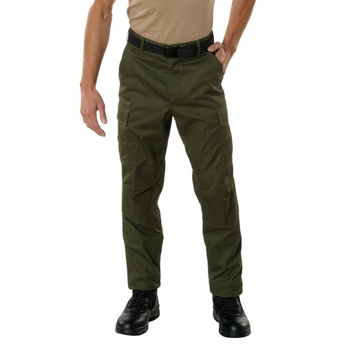 Relaxed Fit Zipper Fly BDU Pants - Olive Drab, Large