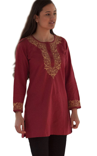 AV Aditi Pure Cotton Hand Emb Tunic: Red: 18W