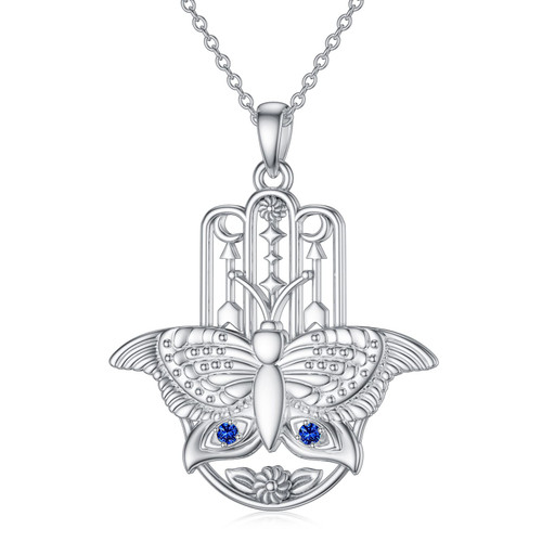 Hamsa Butterfly Necklace 925 Sterling Silver Evil Eye Hand of Fatima Pendant Butterfly Hamsa Jewelry Gifts for Women Men for Christmas Birthday Hamsa Butterfly Necklace 925 Sterling Silver Evil Eye Hand of Fatima Pendant Butterfly Hamsa Jewelry Gifts for Women Men for Christmas Birthday