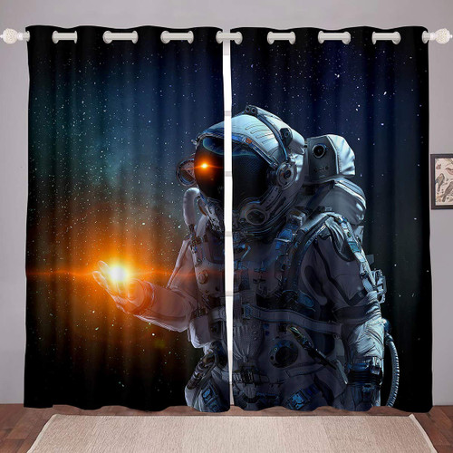 Astronaut Curtain for Bedroom Outer Space Galaxy Curtain for Kids Boys Teens Cool Cosmonaut Spaceman Thermal Curtain Space Adventure Window Drapes 42W x 84L Inches 2 Panels