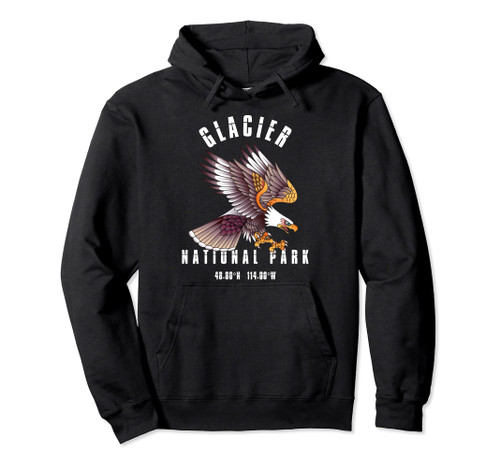 Retro Vintage Glacier National Park Montana Travel Gift Pullover Hoodie