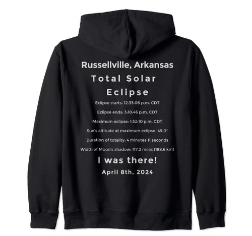 Total Solar Eclipse Russellville Arkansas 2024 Facts Merch Zip Hoodie