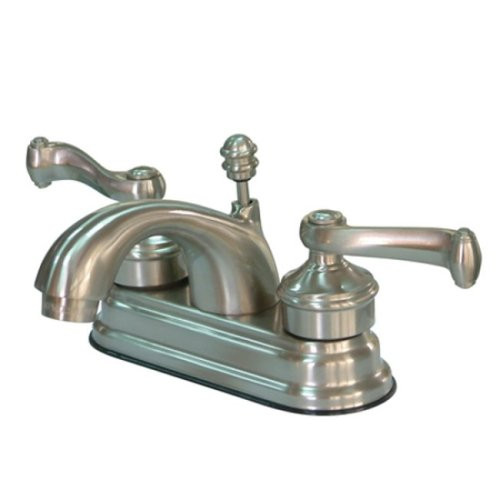 Kingston Brass KS2608FL Royale 4-Inch Centerset Lavatory Faucet with Brass Pop-Up, Brushed Nickel