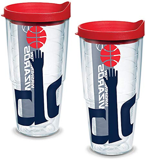 Tervis 1127075 NBA Washington Wizards Colossal Tumbler with Wrap and Red Lid 2 Pack 24oz, Clear Tervis 1127075 NBA Washington Wizards Colossal Tumbler with Wrap and Red Lid 2 Pack 24oz, Clear