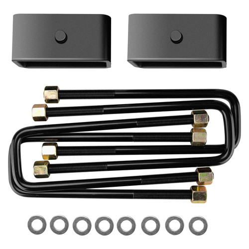 1" Leveling Lift Block Kit for 1999-2023 Silverado Sierra 1500 2WD 4WD, 1 inch Rear Black Leveling Lift Block Kit Extended Square U-Bolts