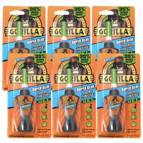 Micro Precise Super Glue Gel, 5.5 Gram, Clear, (Pack of 6)