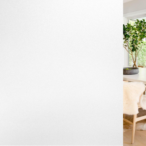 Window Privacy Film, Removable Frosted Glass Window Film for Bathroom, Static Cling Sun Blocking Door Stickers for Home, Indoor Opaque Window Coverings House Tint, Matte White 35.4" x 196.8"
