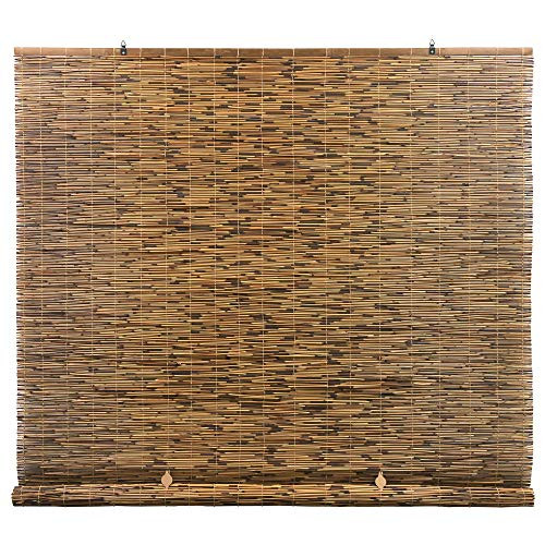 RADIANCE Cord Free, Roll-up Reed Shade, Natural, 72 x 72, Cocoa