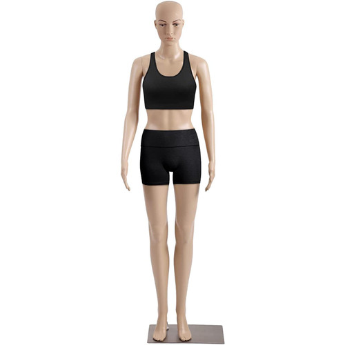 Female Mannequin Torso,69 inch Clothing Form Full Body Manikin Female Adjustable Detachable Adult Mannequin Stand Realistic Display with Metal Base Plastic Head Arm Turns Stand, Beige