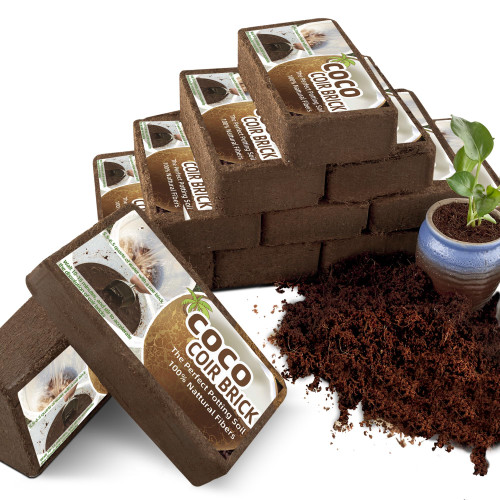 Coco Coir for Organic Coconut Coir- 12 Pack Coco Coir Brick- Coconut Soil with Low EC & PH Balance-Coco Fiber for Herbs& Flowers- High Expansion-Renewable Coco Soil for Planting