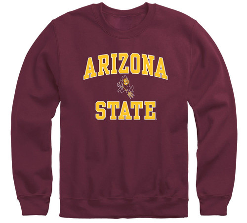 Arizona State University ASU Sun Devils Adult Unisex Crewneck Sweatshirt, Spirit, Maroon, Large