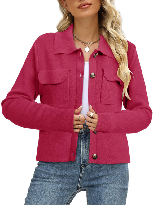 Womens Sweaters Cardigan Casual Long Sleeve Lapel Open Front Work Office Bussiness Blazer Jackets Rose Red Womens Sweaters Cardigan Casual Long Sleeve Lapel Open Front Work Office Bussiness Blazer Jackets Rose Red