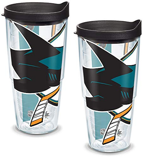 Tervis 1105456 NHL San Jose Sharks Colossal Tumbler with Wrap and Black Lid 2 Pack 24oz, Clear Tervis 1105456 NHL San Jose Sharks Colossal Tumbler with Wrap and Black Lid 2 Pack 24oz, Clear