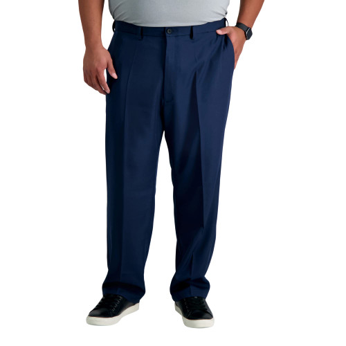 Men's Cool 18 Pro Classic Fit Flat Front Pant - Regular and Big & Tall Sizes, Navy, 46W x 30L