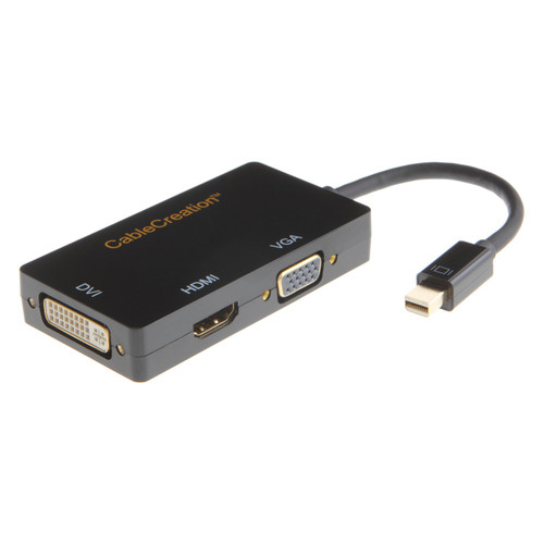 Mini DP to HDMI DVI VGA Adapter, Cablecreation 3-in-1 Three-in-one Mini DisplayPort (Thunderbolt2 Compatible) Adapter for Mac Book, Imac, Mac Book Air (DP V1.2) 4Kx2K for HDMI, Black
