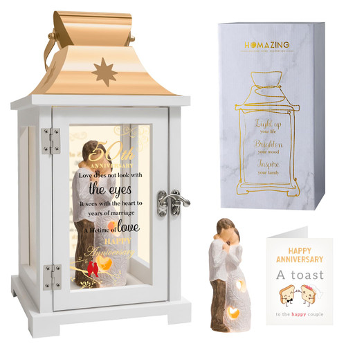 50th Wedding Anniversary Lantern - 50th Anniversary Wedding Gifts for Parents Couple, 50 Year Golden Anniversary Wedding Gifts for Him Her Huband Wife - Husband and Wife Hugging Figurine Lantern 50th Wedding Anniversary Lantern - 50th Anniversary Wedding Gifts for Parents Couple, 50 Year Golden Anniversary Wedding Gifts for Him Her Huband Wife - Husband and Wife Hugging Figurine Lantern