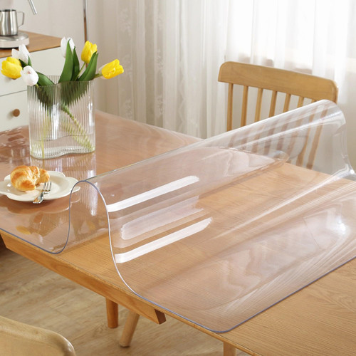 Clear Table Protector 40 x 60 Inch, 1.5mm Thick Dining Table Cover Protector, Waterproof Plastic Tablecloth Cover Protector, Rectangular Vinyl PVC Table Mat Pad for Kitchen Wood Table