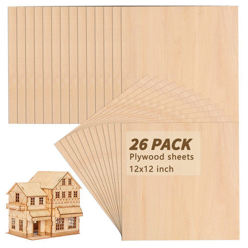26 Pack Basswood Sheets for Crafts, 12 x 12 x 1/8 Inch Balsa Wood Sheets, 3mm Thick Plywood Sheets with Smooth Surfaces for Laser Cutting, Drawing Painting, Wood Engraving 26 Pack Basswood Sheets for Crafts, 12 x 12 x 1/8 Inch Balsa Wood Sheets, 3mm Thick Plywood Sheets with Smooth Surfaces for Laser Cutting, Drawing Painting, Wood Engraving