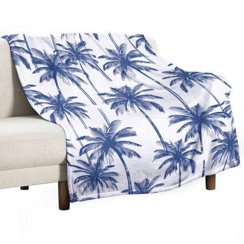 Indigo Palm Trees Blanket Tropical Coconut Trees Coastal Plants Plush Throw Fleece Blanket 60"x80" Flannel Fleece Throw Blanket for Couch Sofa Bed for Adult Kid Birthday Indigo Palm Trees Blanket Tropical Coconut Trees Coastal Plants Plush Throw Fleece Blanket 60"x80" Flannel Fleece Throw Blanket for Couch Sofa Bed for Adult Kid Birthday