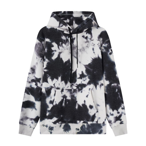 Tie Dye Hoodie Mens Clothing 2XL Warm Fleece Hoodies for Men Sweatshirt Pullover Black White Casual