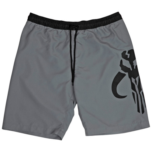 Star Wars The Mandalorian Mythosaur Symbol Board Shorts (Large (36-38)) Grey