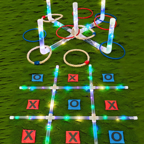 2 Packs Outdoor Games for Adults and Family Glow in The Dark Ring Toss Game for with LED Light Backyard Games Tic Tac Toe Game for Family Adults Lawn Backyard Camping Beach 2 Packs Outdoor Games for Adults and Family Glow in The Dark Ring Toss Game for with LED Light Backyard Games Tic Tac Toe Game for Family Adults Lawn Backyard Camping Beach