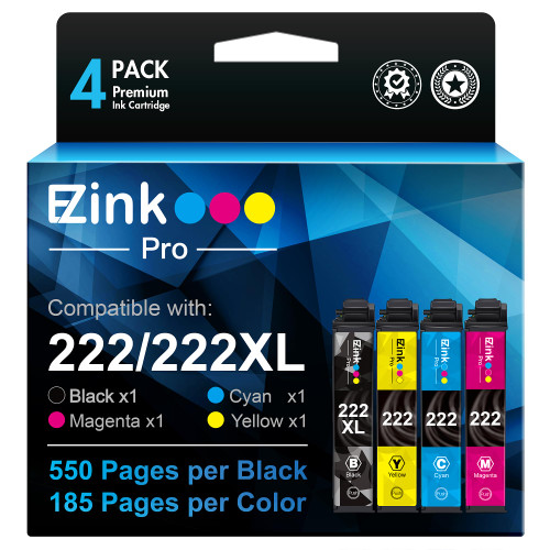 222XL Remanufactured Ink Cartridge Replacement for Epson 222 XL 222XL 222 for Epson Expression Home WF-2960 XP-5200 Printer (4 Packs, Black, Cyan, Magenta, Yellow) 222XL Remanufactured Ink Cartridge Replacement for Epson 222 XL 222XL 222 for Epson Expression Home WF-2960 XP-5200 Printer (4 Packs, Black, Cyan, Magenta, Yellow)