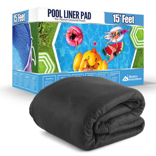 Above Ground Pool Liner Pad, 15' Foot Round, Pre-Cut Heavy Duty Outdoor Pool Pads for Above Ground Pools, Black Swimming Pool Liners for Padding and Protection, Thick Pool Mats to Prevent Punctures