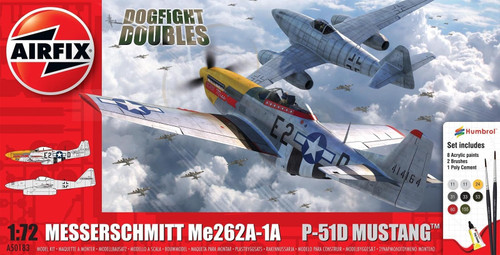 Messerschmitt Me 262 & P-51 D Mustang 1:72 Dogfight Double WWII Military Plastic Model Gift Set A50183