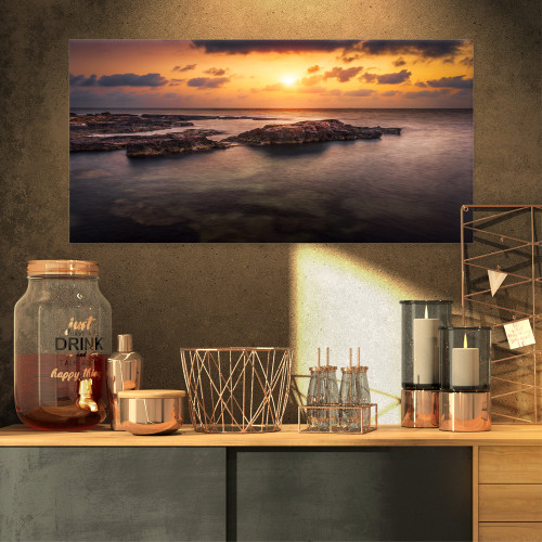 PT11021-32-16 Sunset Over African Seashore-Oversized Beach Canvas Artwork-32X16, 32x16